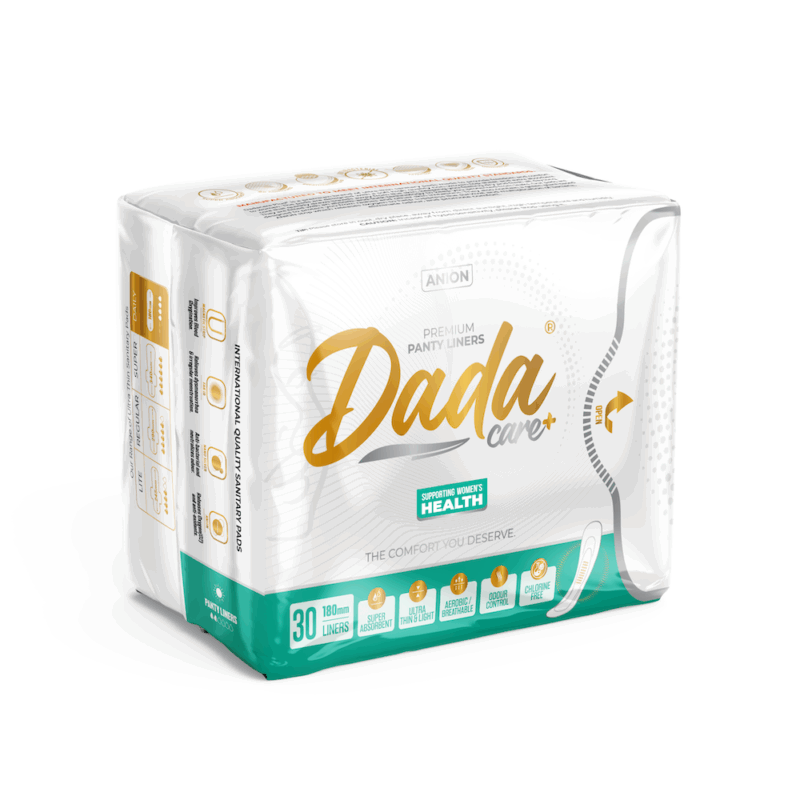 Dada premium panty liners packaging, 30 count